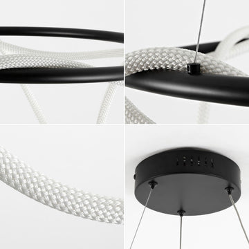Lisette 25" Contemporary Minimalist 360 Adjustable Silicone Neon Rope Dimmable Integrated LED Chandelier - JONATHAN Y